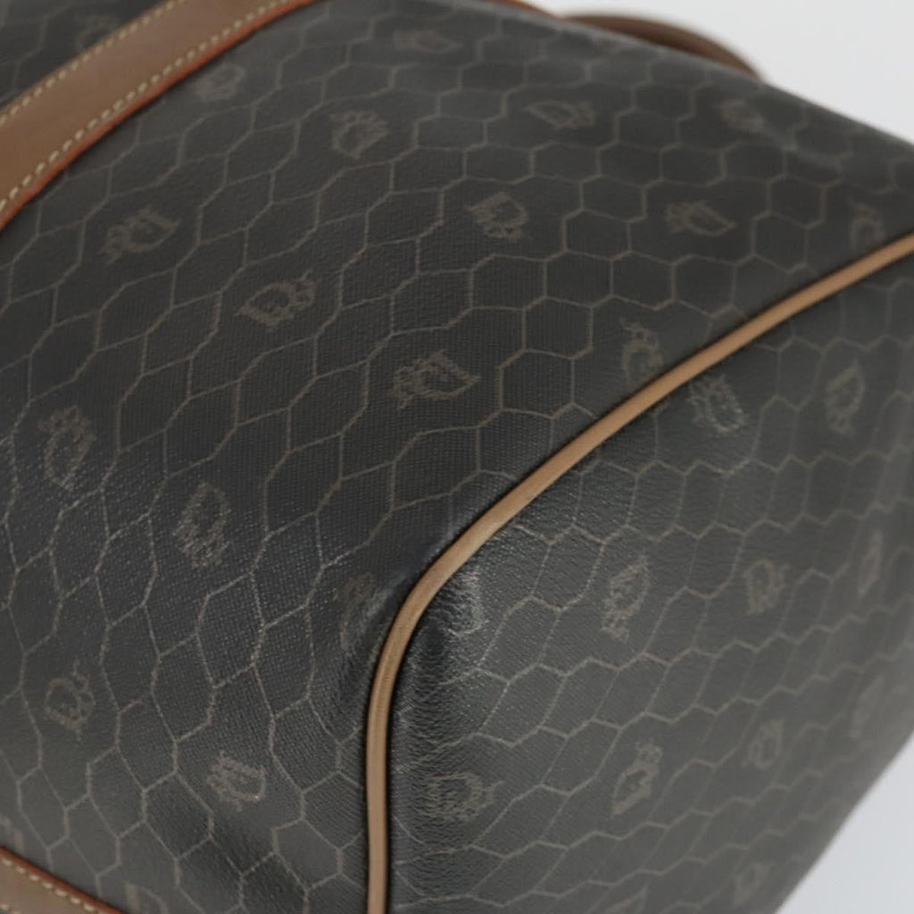 Christian Dior Vintage Honeycomb Boston Bag Canvas And Leather Black Canvas Travel Bag Bag (Pre-Owned)