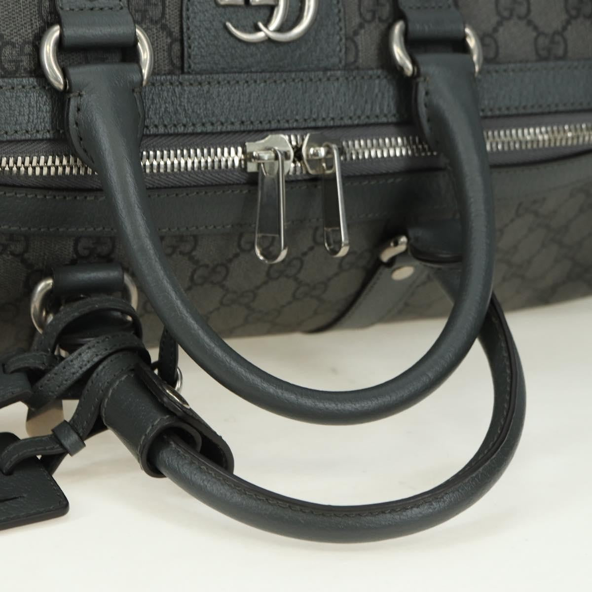 Gucci Web Trim Weekend Duffle Bag Gg Coated Canvas Gray Pvc Handbag (Pre-Owned)
