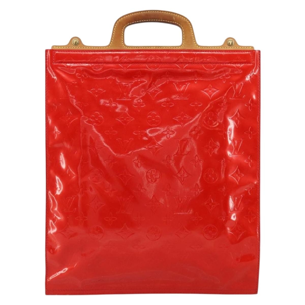 Louis Vuitton Stanton Handbag Monogram Vernis Red Patent_Leather Tote Bag