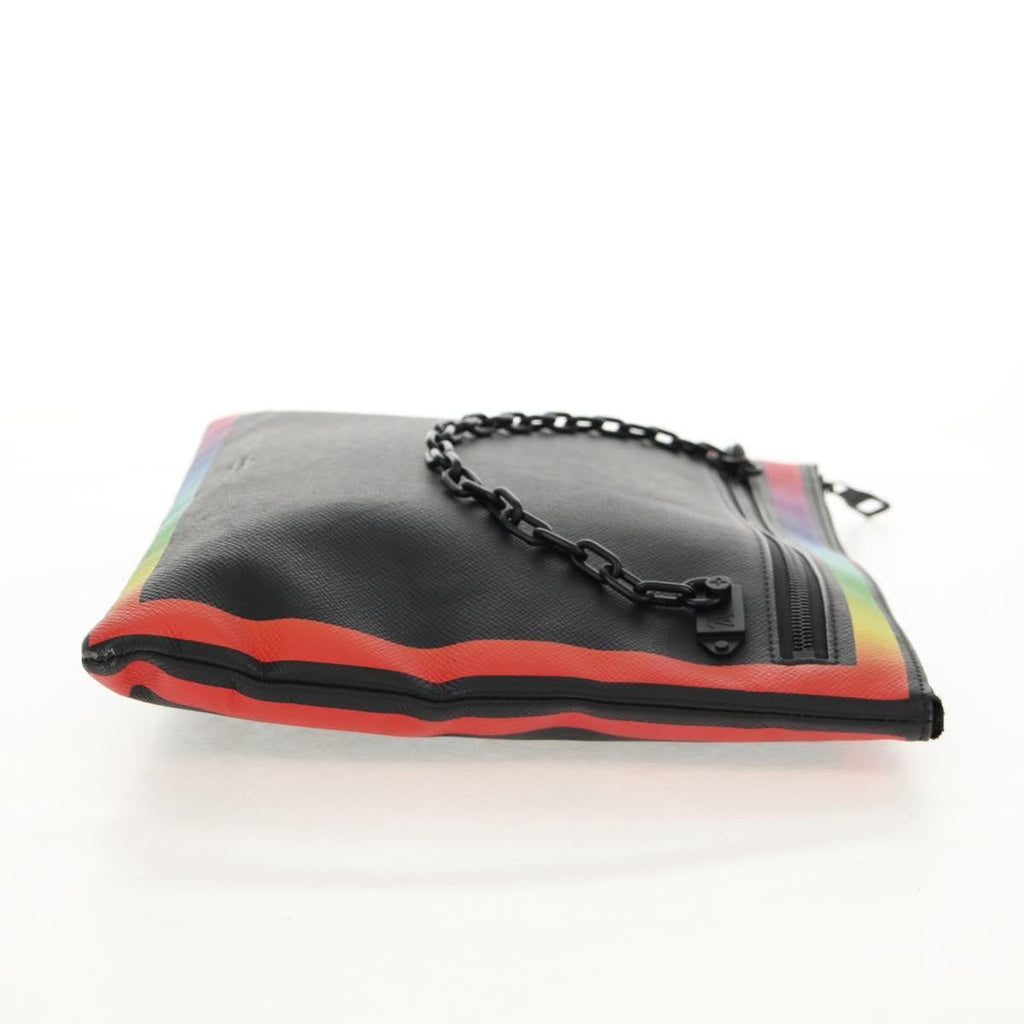 Louis Vuitton Pochette A4 Rainbow Taiga Leather Black Leather Clutche & Pouche Bag