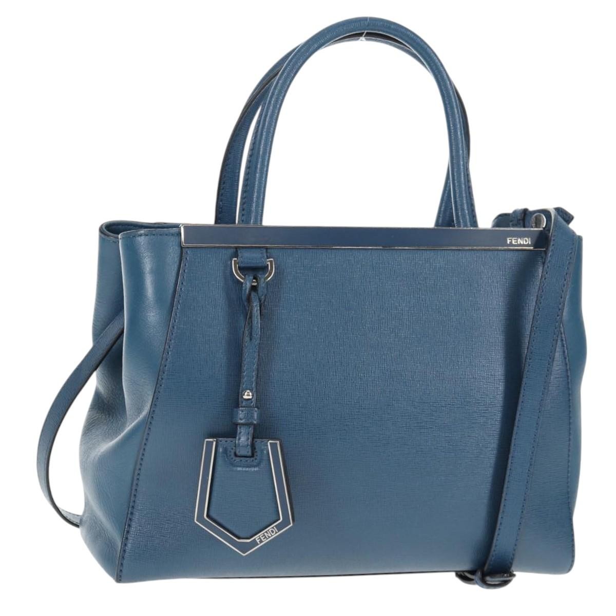 Fendi 2Jours Bag Leather Blue Leather Bag