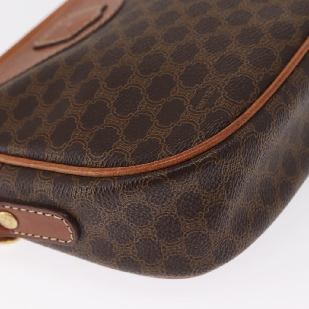 Celine Vintage Macadam Shoulder Bag Canvas And Leather Brown Canvas Shoulder Bag Bag