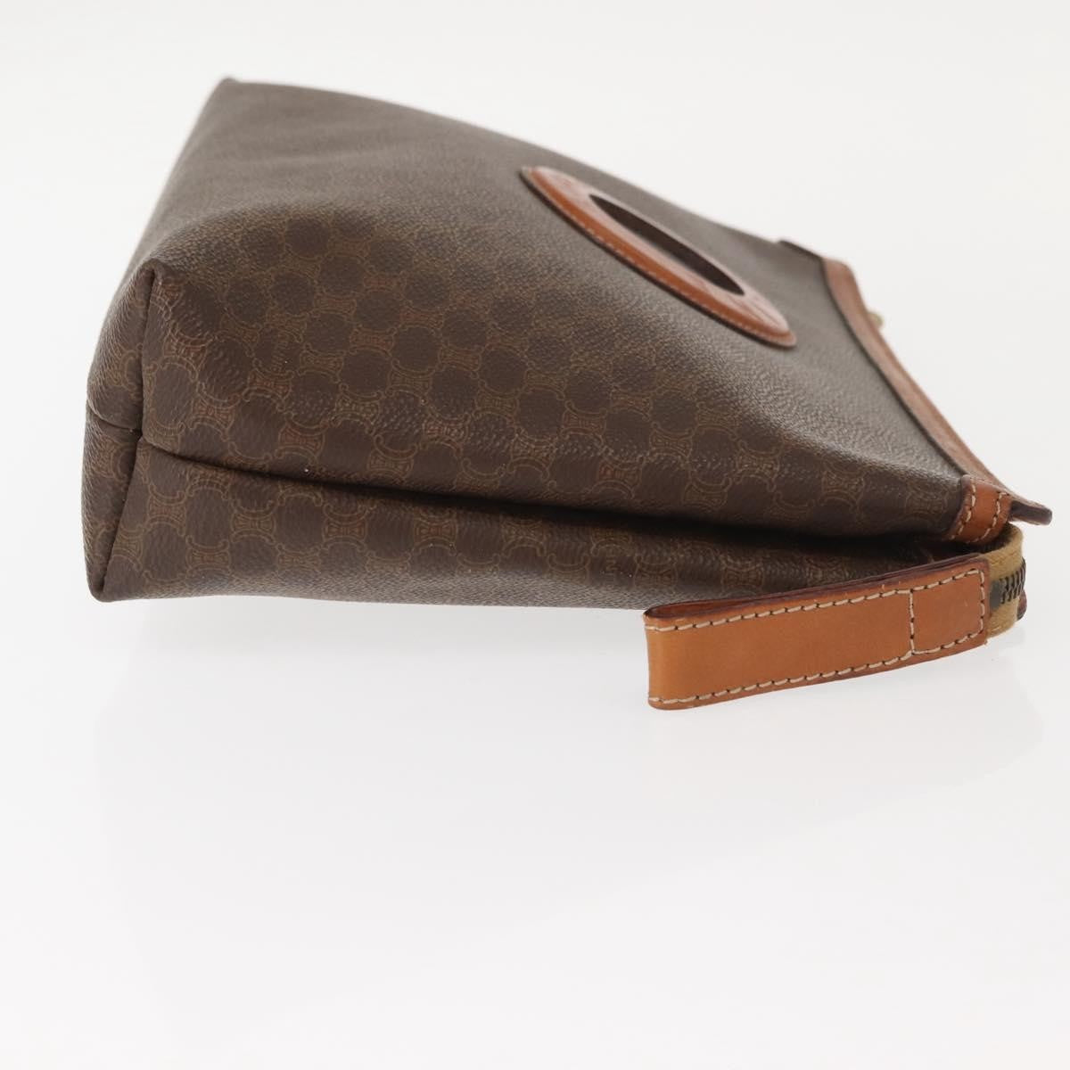 Celine Circle Logo Macadam Pouch Canvas And Leather Brown Canvas Clutche & Pouche Bag