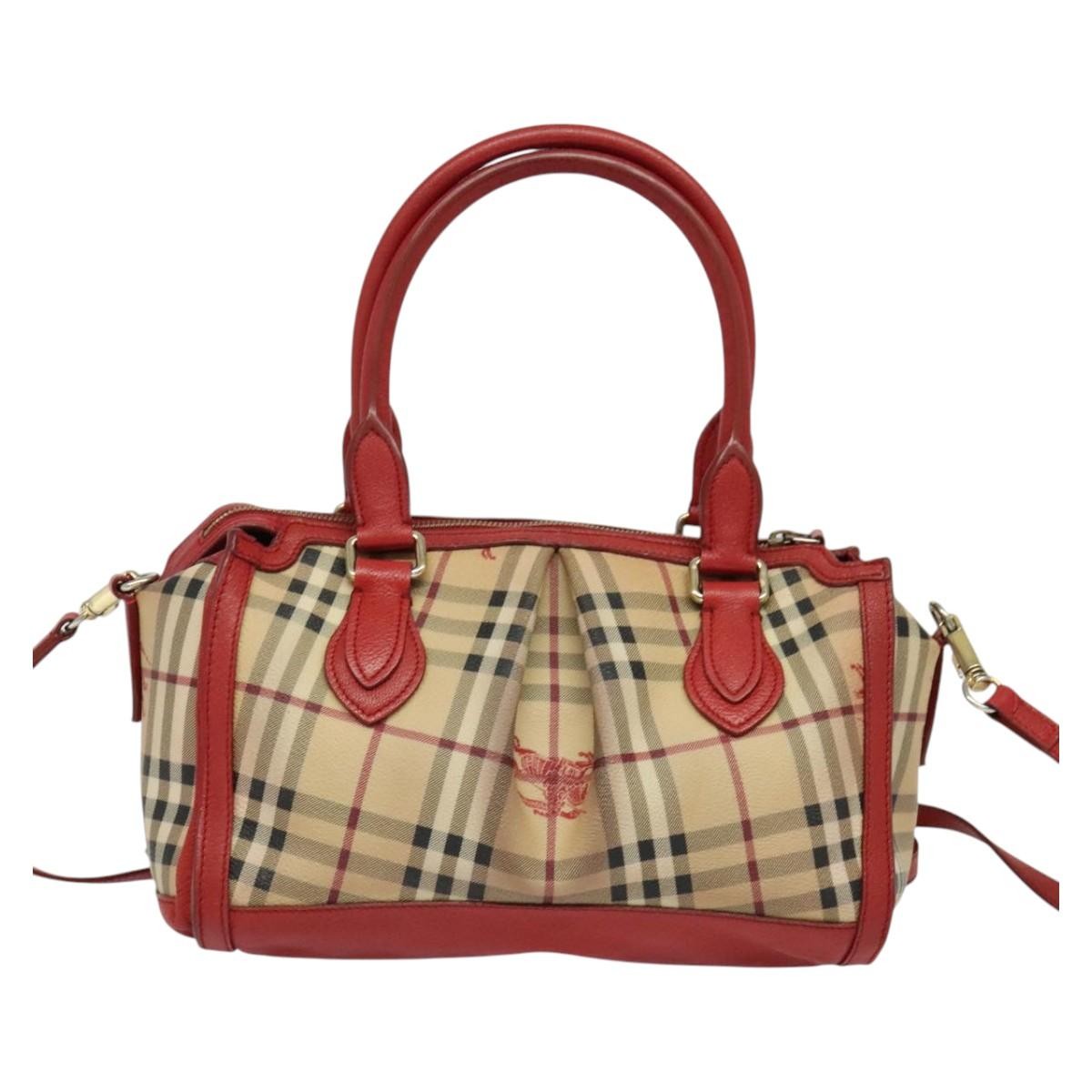 Burberry Pilgrim Satchel Haymarket Coated Canvas Beige Canvas Handbag