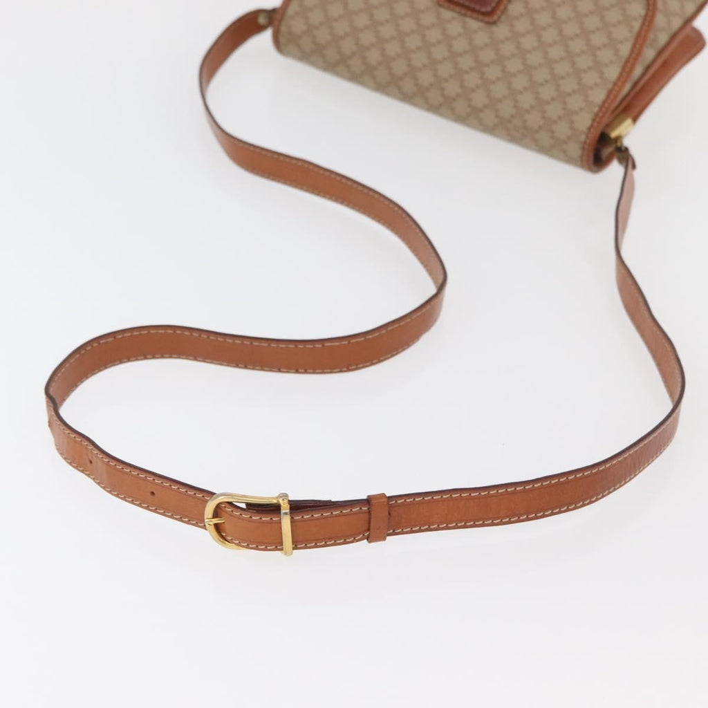 Celine Vintage Macadam Shoulder Bag Canvas And Leather Beige Canvas Shoulder Bag Bag