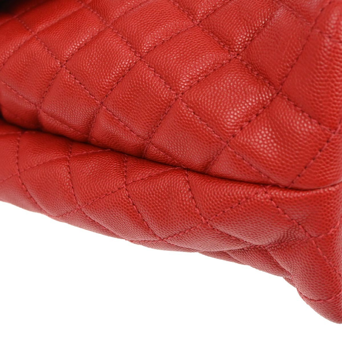 Chanel Coco Top Handle Bag Quilted Caviar Red Leather Handbag