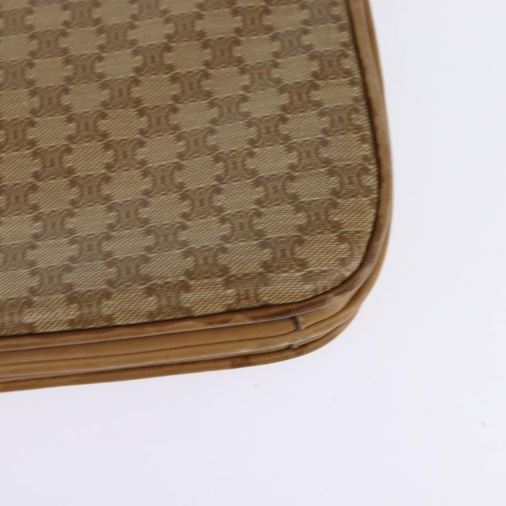 Celine Vintage Macadam Shoulder Bag Canvas And Leather Beige Canvas Shoulder Bag Bag