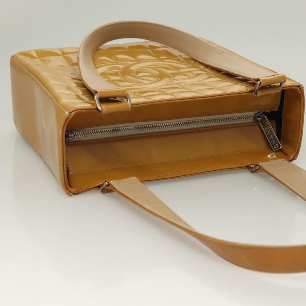 Chanel Chocolate Bar Cc Tote Quilted Patent Yellow Patent_Leather Handbag