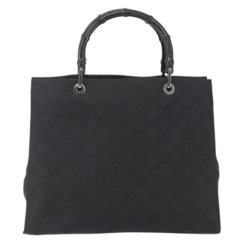 Gucci Vintage Bamboo Handle Tote Gg Nylon Black Nylon Tote Bag Bag (Pre-Owned)