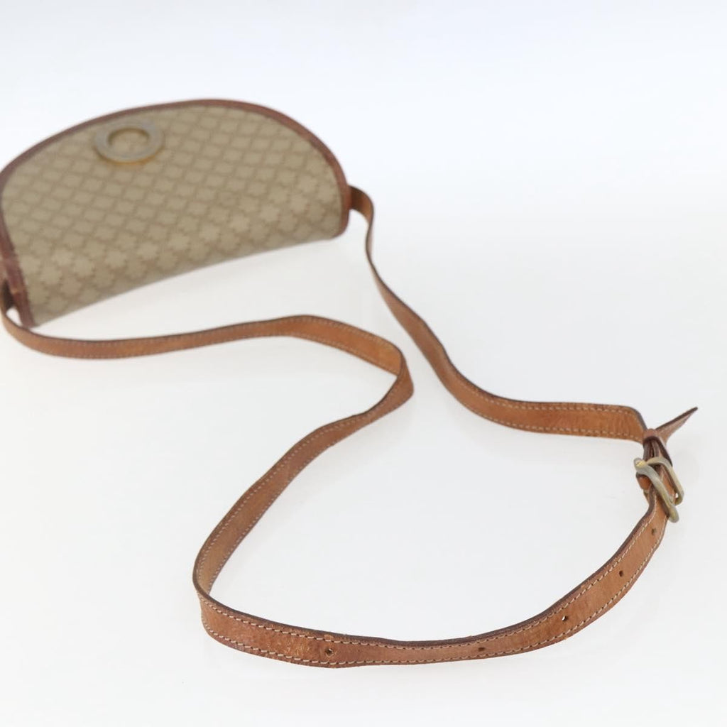 Celine Vintage Macadam Circle Logo Shoulder Bag Canvas And Leather Beige Canvas Shoulder Bag Bag