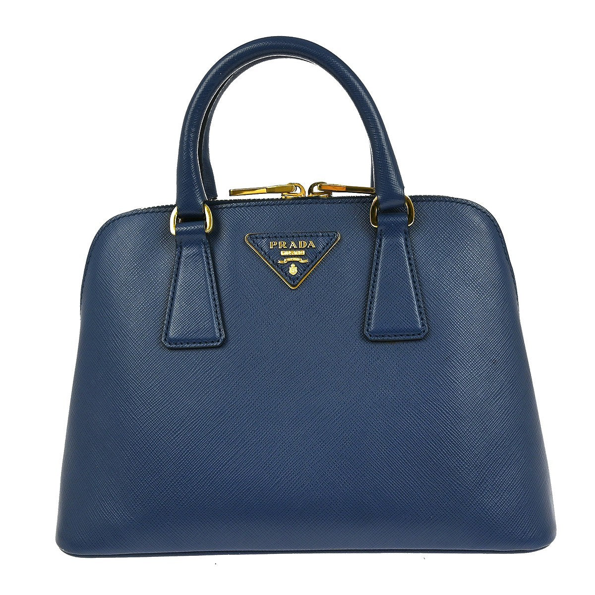 Prada Promenade Bag Saffiano Leather Blue Leather Handbag