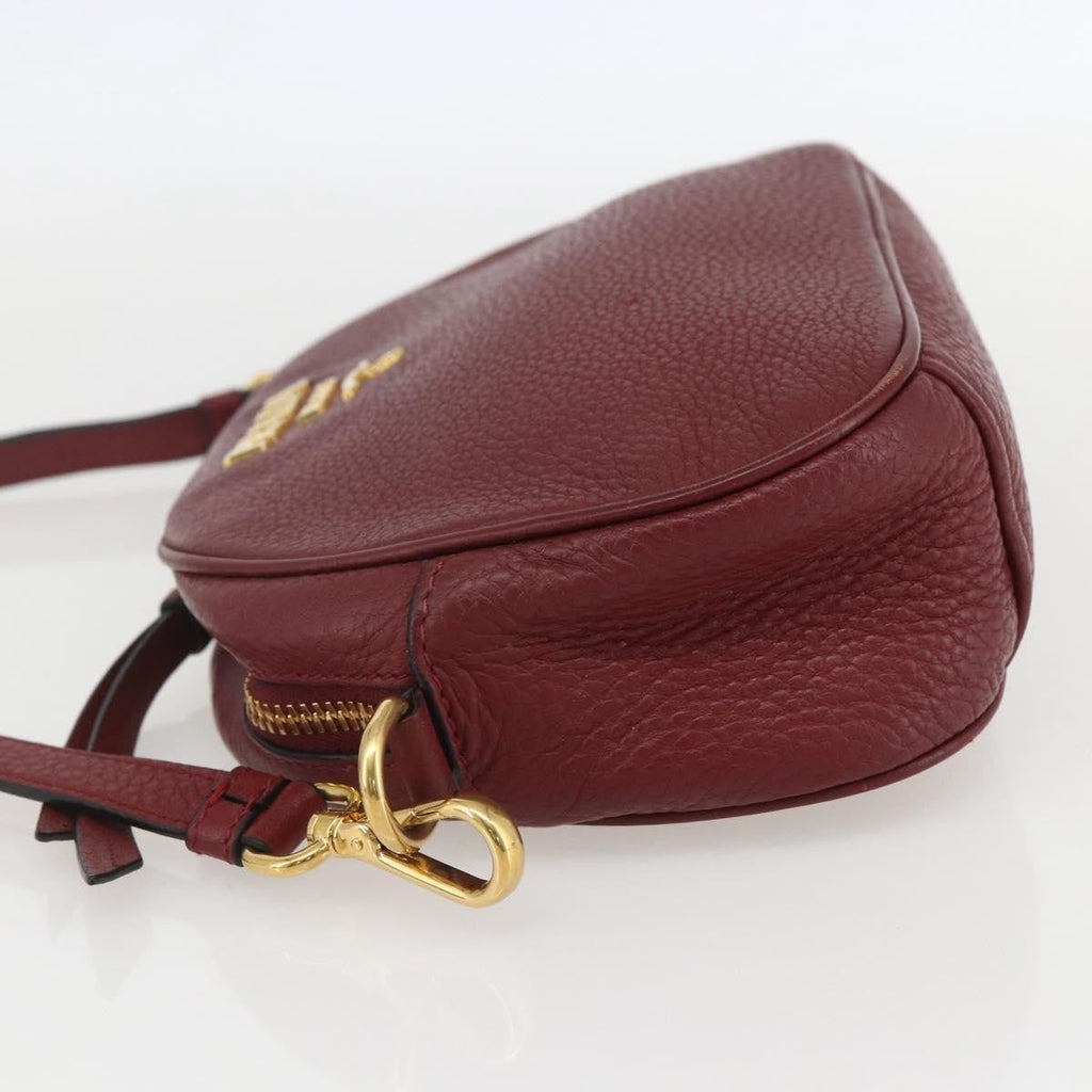 Prada Dual Strap Crossbody Bag Vitello Daino Burgundy Leather Shoulder Bag Bag