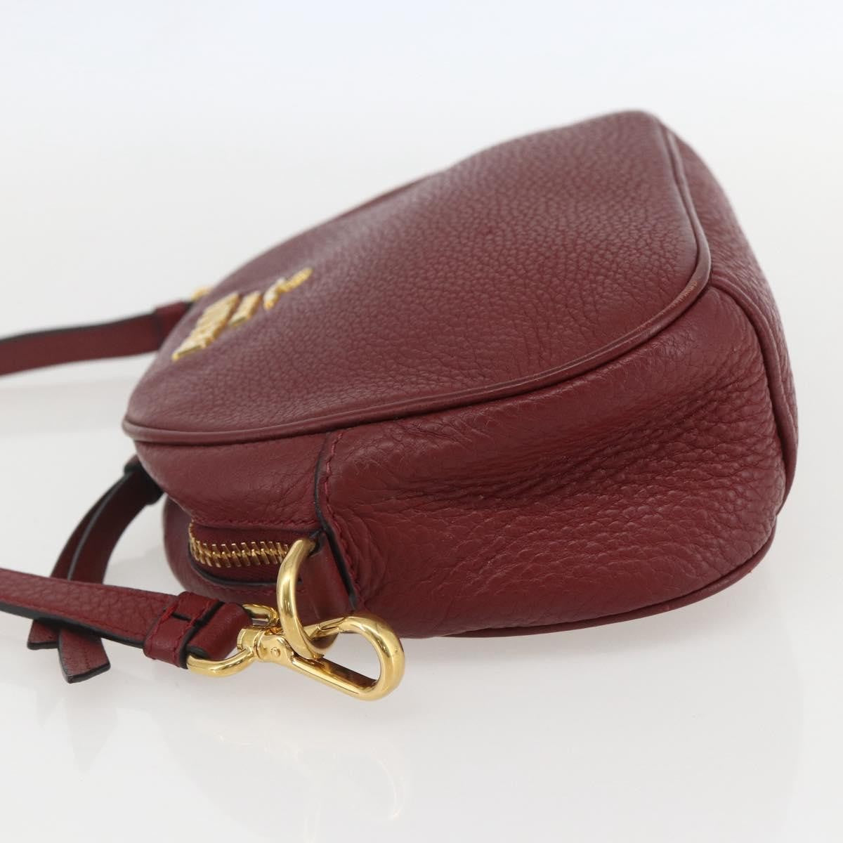 Prada Dual Strap Crossbody Bag Vitello Daino Burgundy Leather Shoulder Bag Bag
