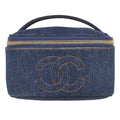 Chanel Vintage Cc Vanity Case Denim Blue Denim_Jeans Handbag