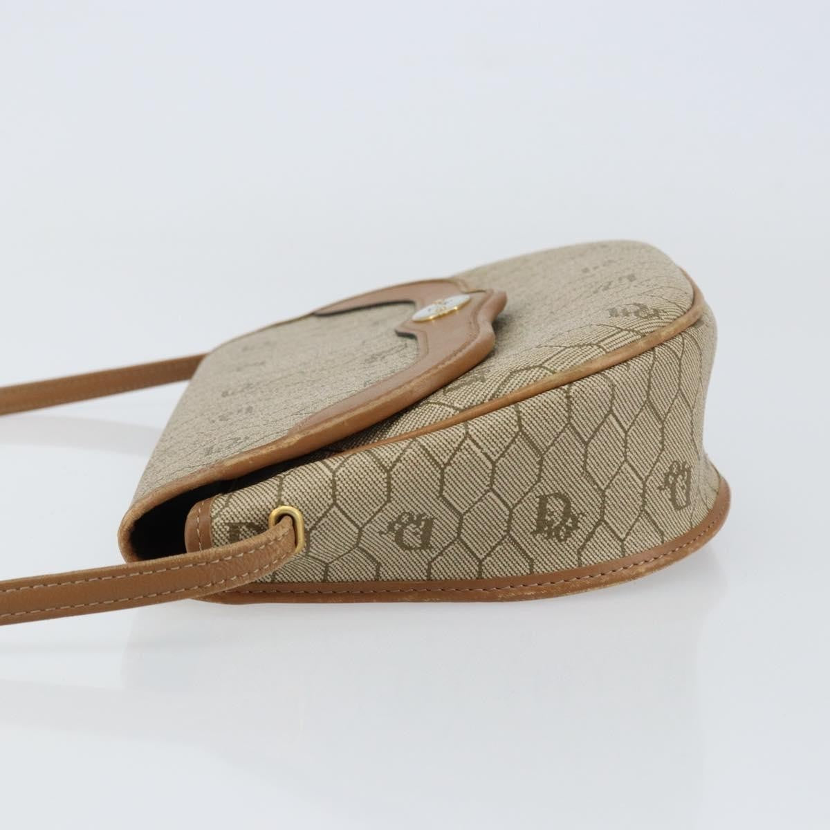 Christian Dior Vintage Honeycomb Shoulder Bag Canvas And Leather Beige Canvas Shoulder Bag Bag (Pre-Owned)