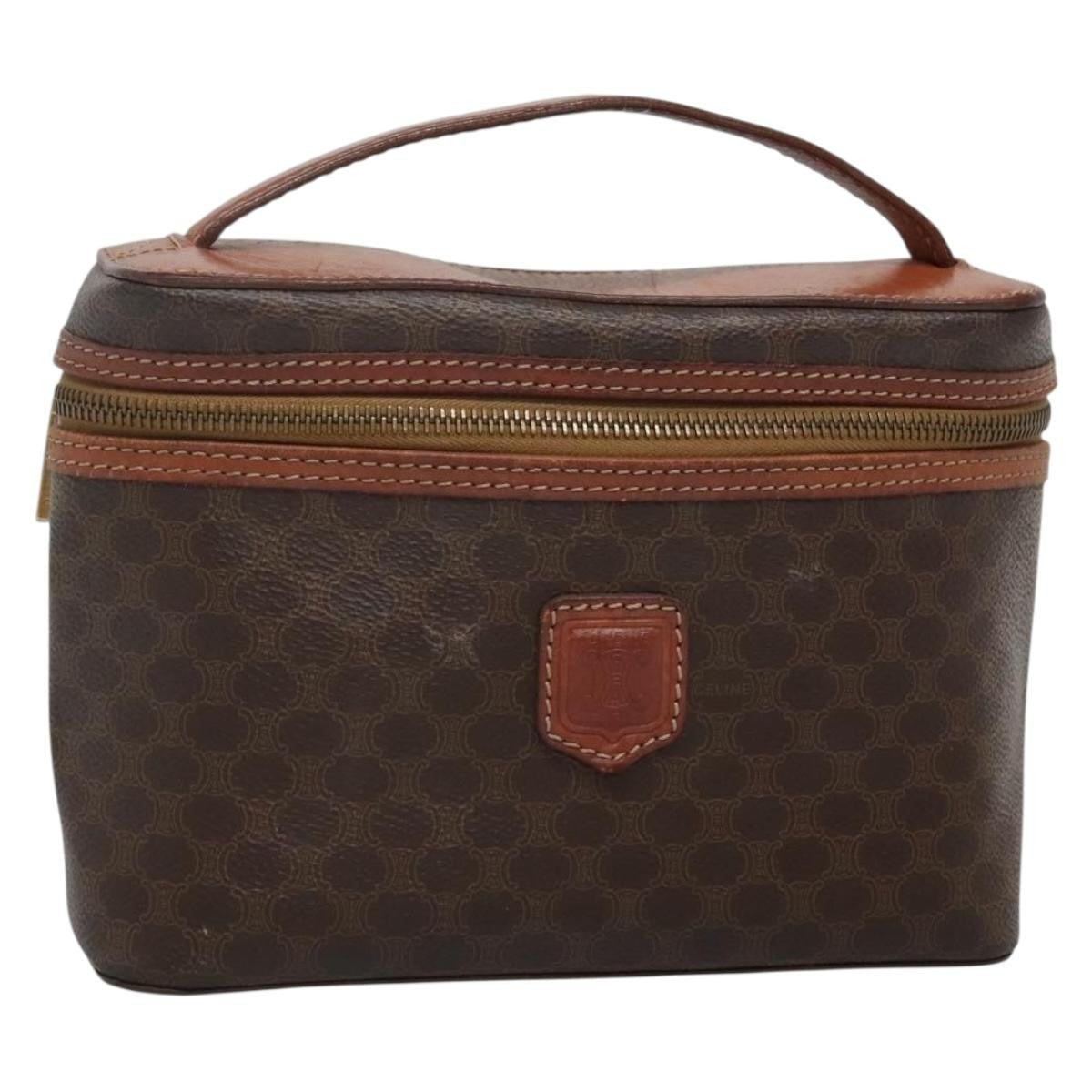 Celine Macadam Vanity Bag Canvas Brown Pvc Bag