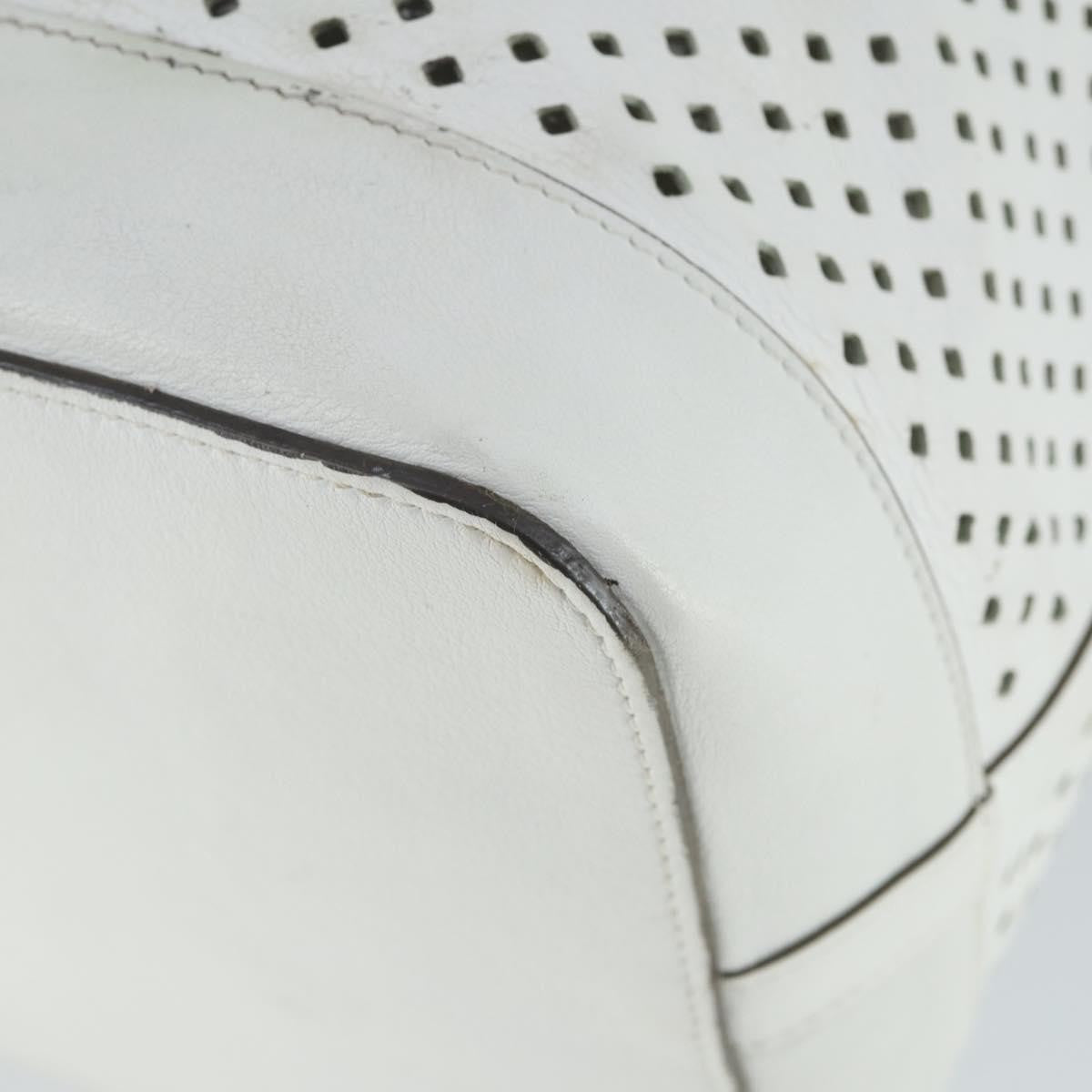 Louis Vuitton Flore Noe Handbag Perforated Leather White Leather Shoulder Bag