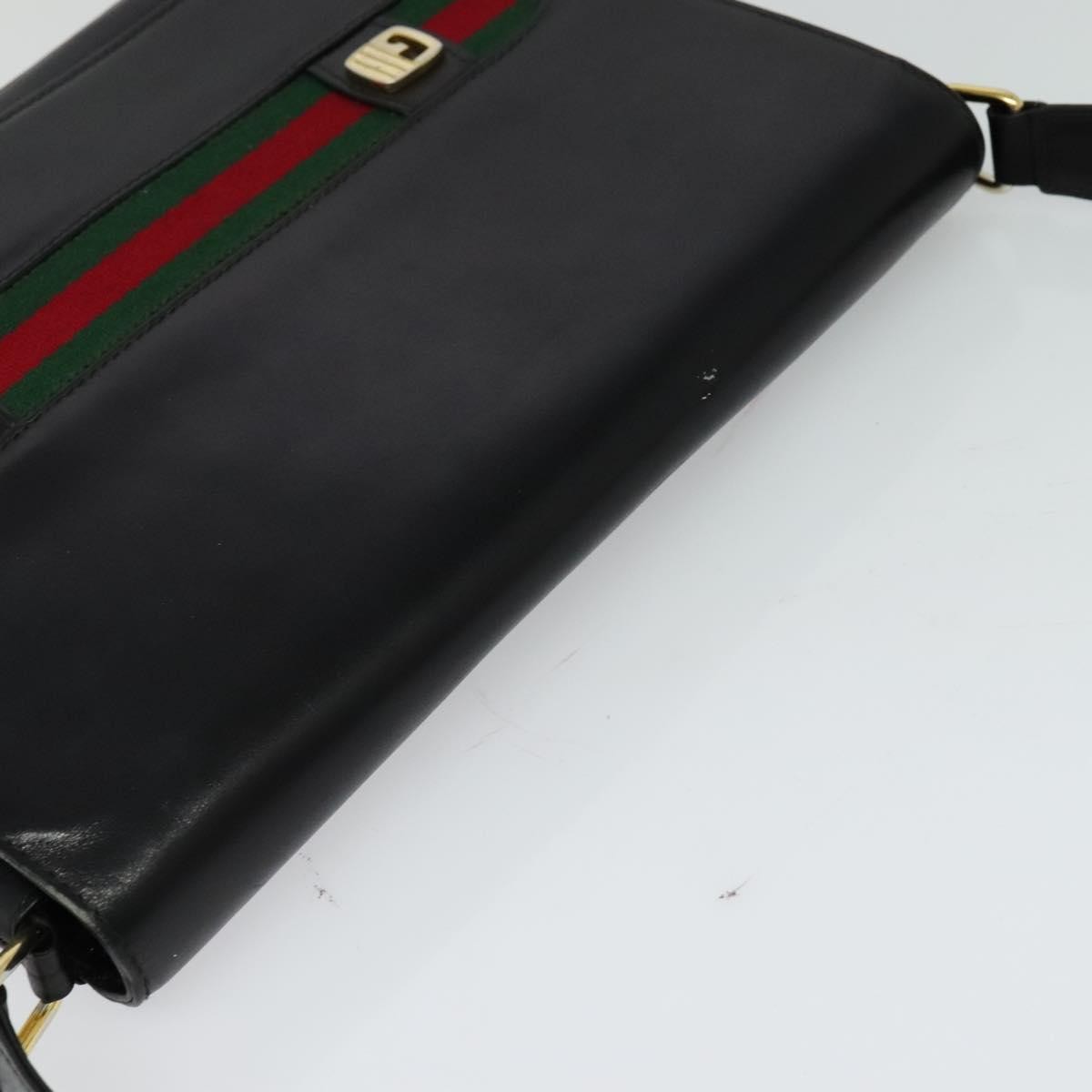Gucci Sherry Line Shoulder Bag Leather Black Leather Shoulder Bag Bag (Pre-Owned)