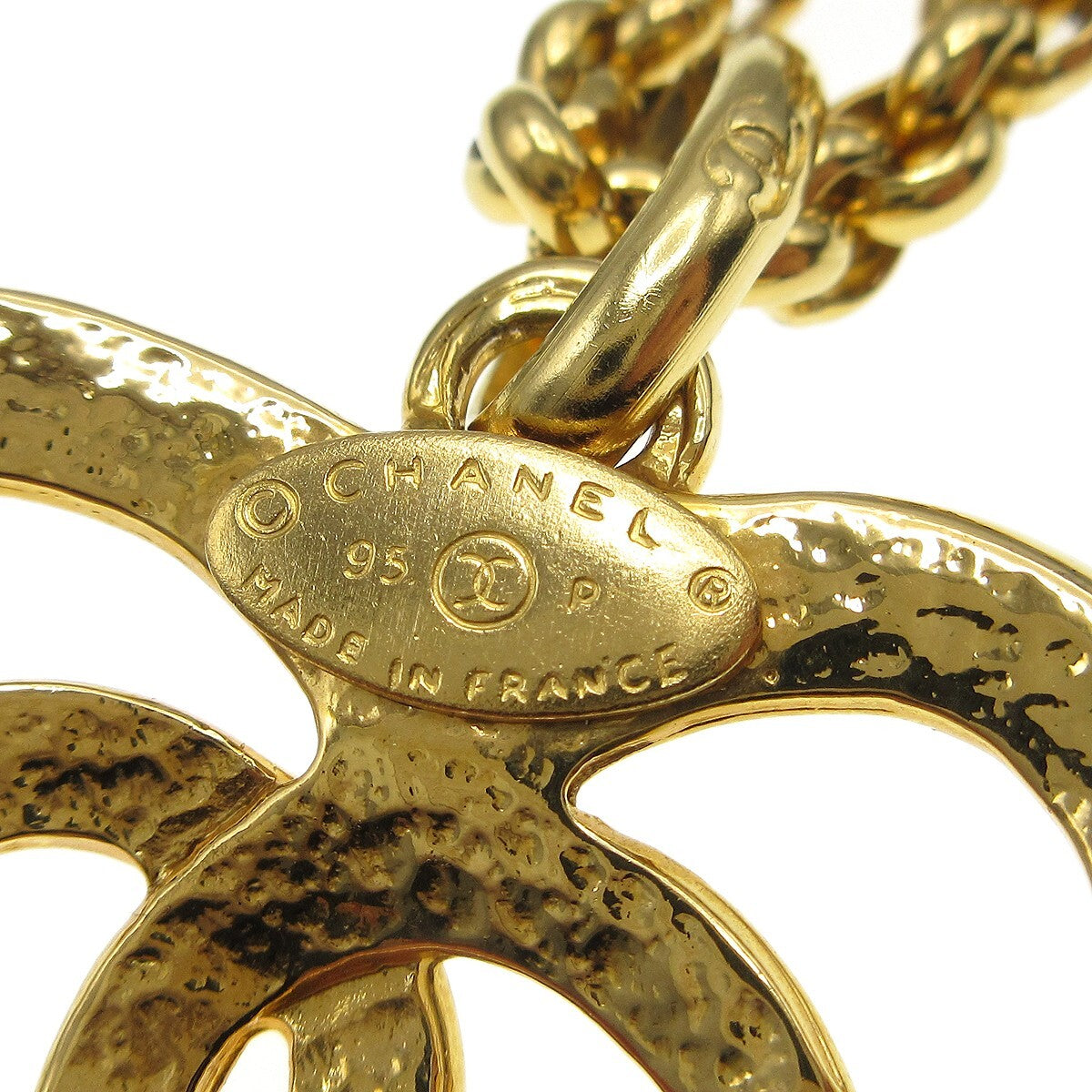 Chanel Cc Heart Pendant Necklace Metal Gold Gold_Plated Necklace Jewelry