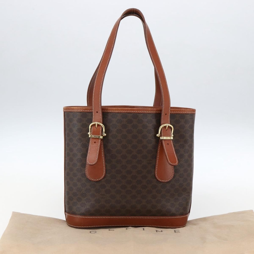 Celine Vintage Macadam Handbag Canvas And Leather Brown Canvas Handbag