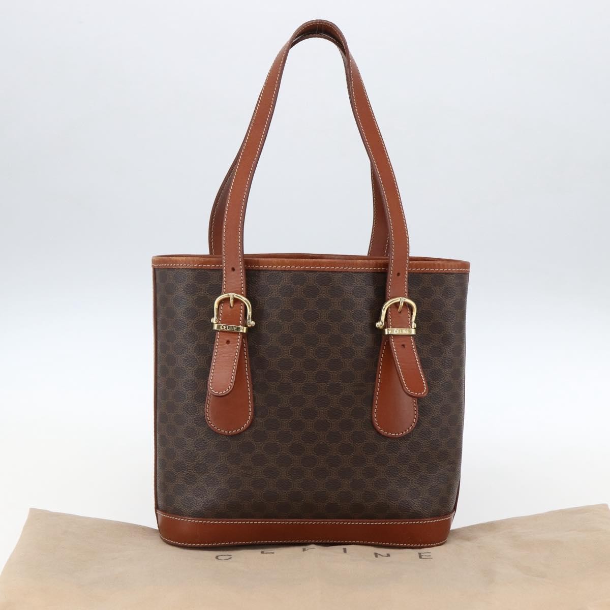 Celine Vintage Macadam Handbag Canvas And Leather Brown Canvas Handbag