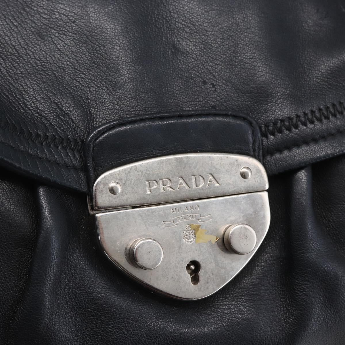 Prada Pushlock Shoulder Bag Leather Black Leather Shoulder Bag Bag