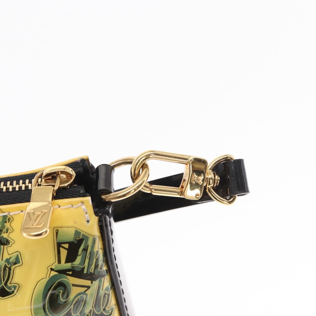 Louis Vuitton Pochette Accessoires Nm Limited Edition Stickers Monogram Vernis Yellow Patent_Leather Clutche & Pouche Bag