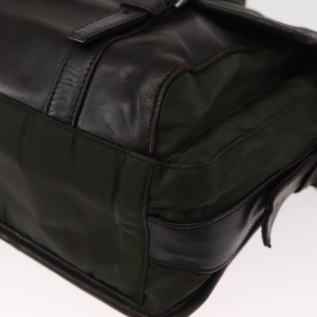 Prada Double Buckle Flap Messenger Bag Tessuto Khaki Nylon Shoulder Bag Bag
