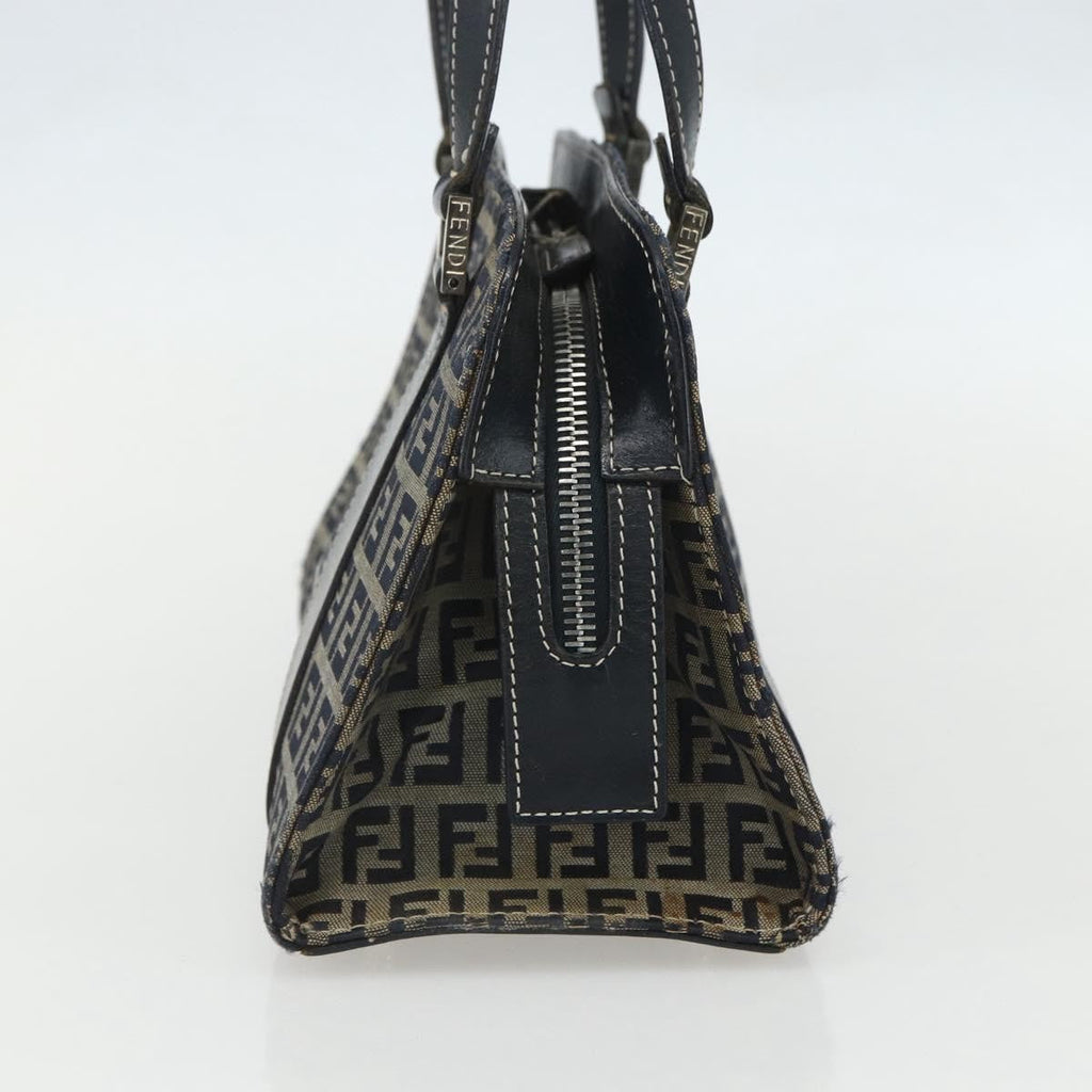 Fendi Vintage Satchel Zucchino Canvas Navy Canvas Handbag