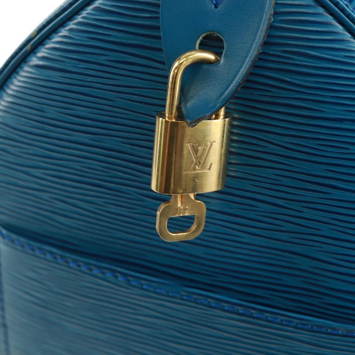 Louis Vuitton Speedy Handbag Epi Leather Blue Leather Handbag