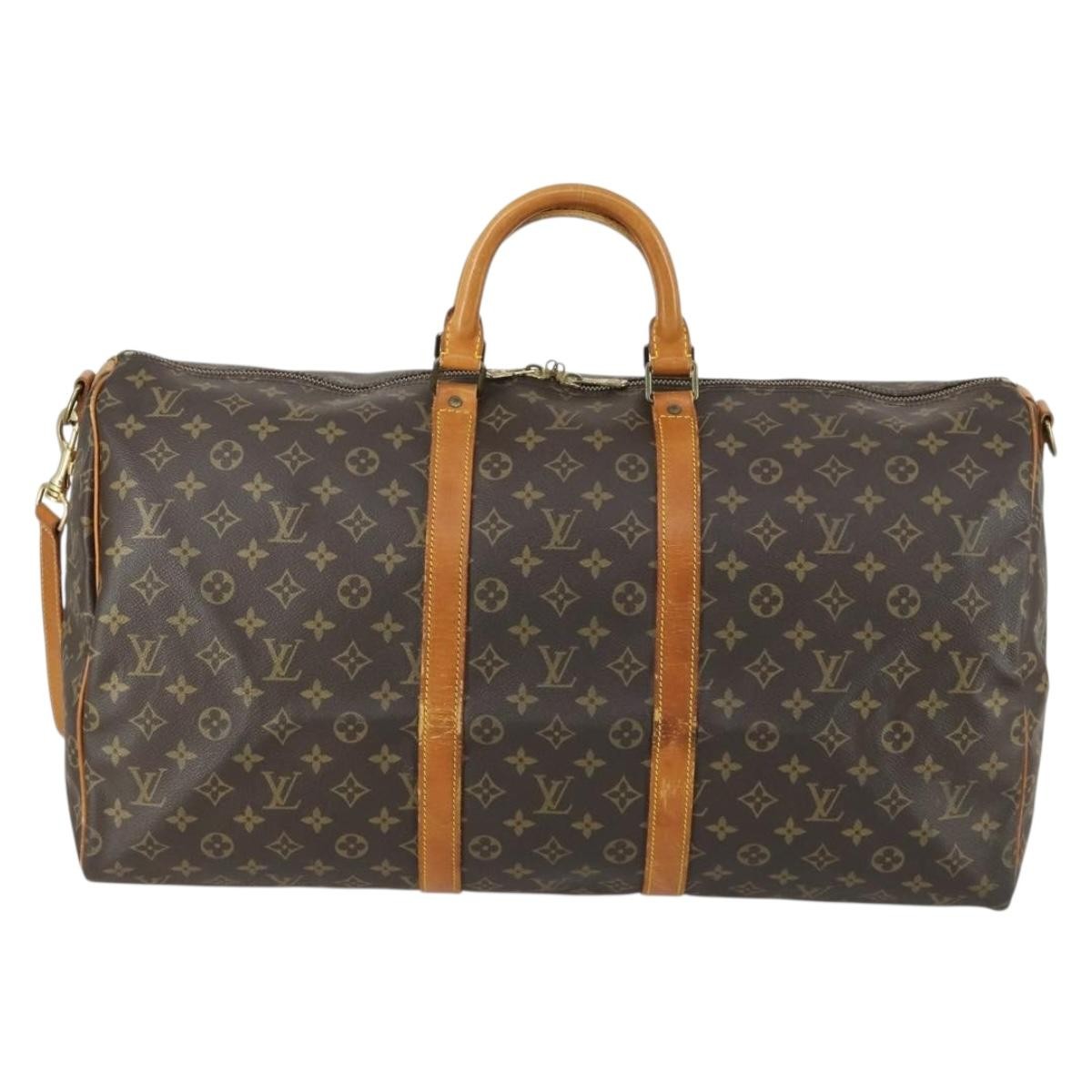 Louis Vuitton Keepall Bandouliere Bag Monogram Canvas Brown Canvas Travel Bag