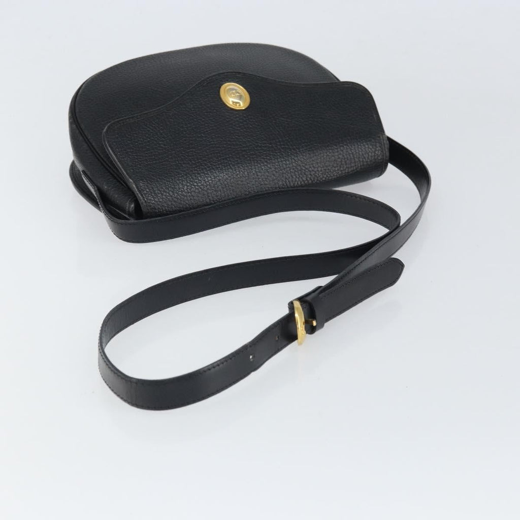 Christian Dior Vintage Cd Logo Shoulder Bag Leather Black Leather Shoulder Bag Bag (Pre-Owned)