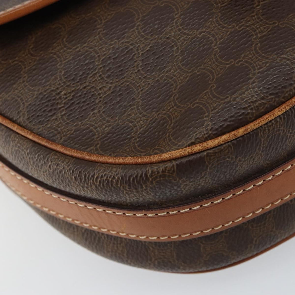 Celine Vintage Macadam Shoulder Bag Canvas And Leather Brown Canvas Shoulder Bag Bag