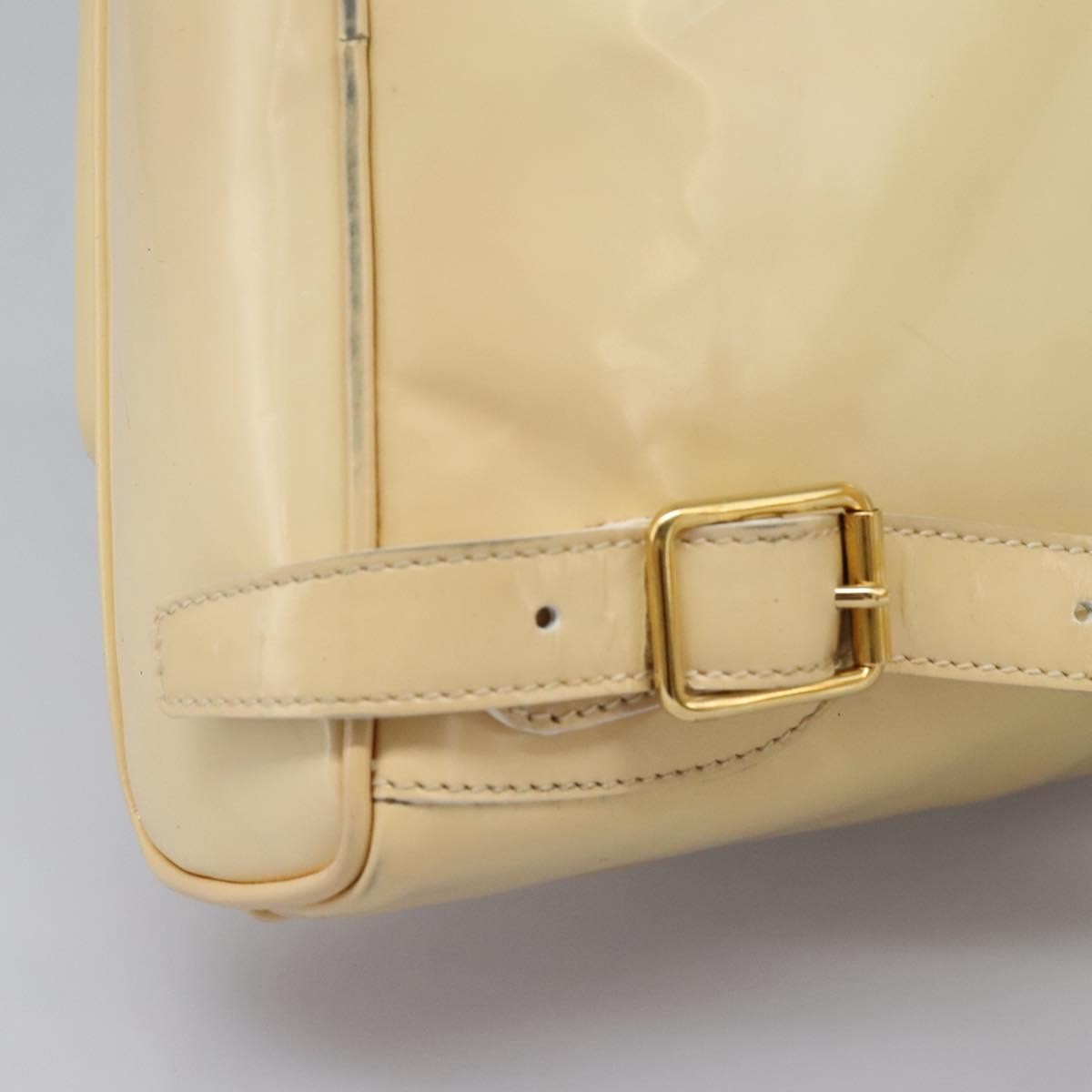Gucci Vintage Bamboo Backpack Patent Beige Patent_Leather Backpack Bag (Pre-Owned)