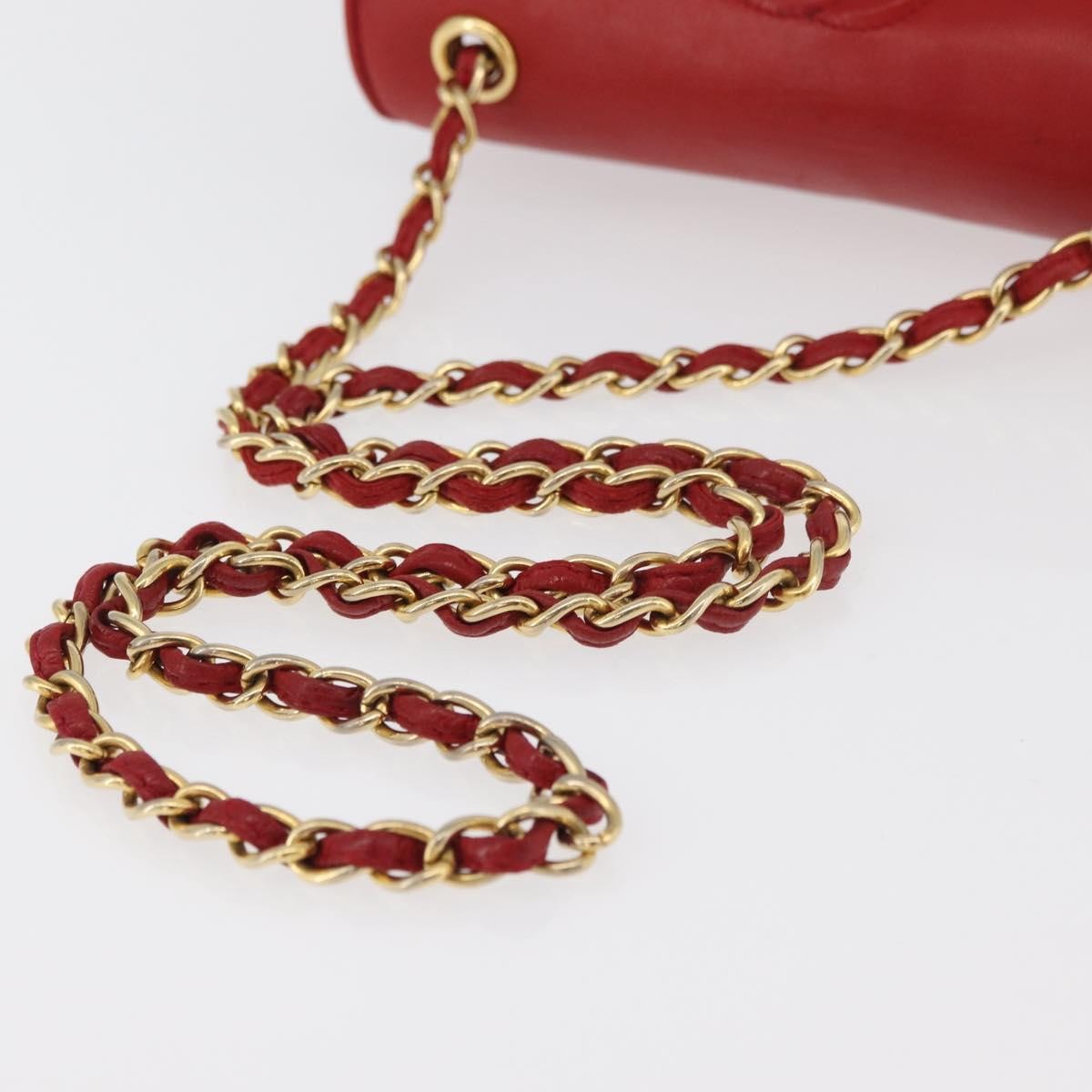 Chanel Vintage Cc Chain Full Flap Bag Quilted Leather Red Leather Shoulder Bag Bag