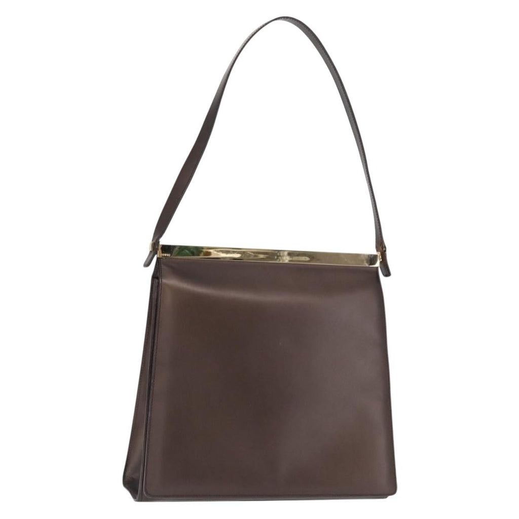 Gucci Vintage Shoulder Bag Leather Brown Leather Shoulder Bag Bag (Pre-Owned)