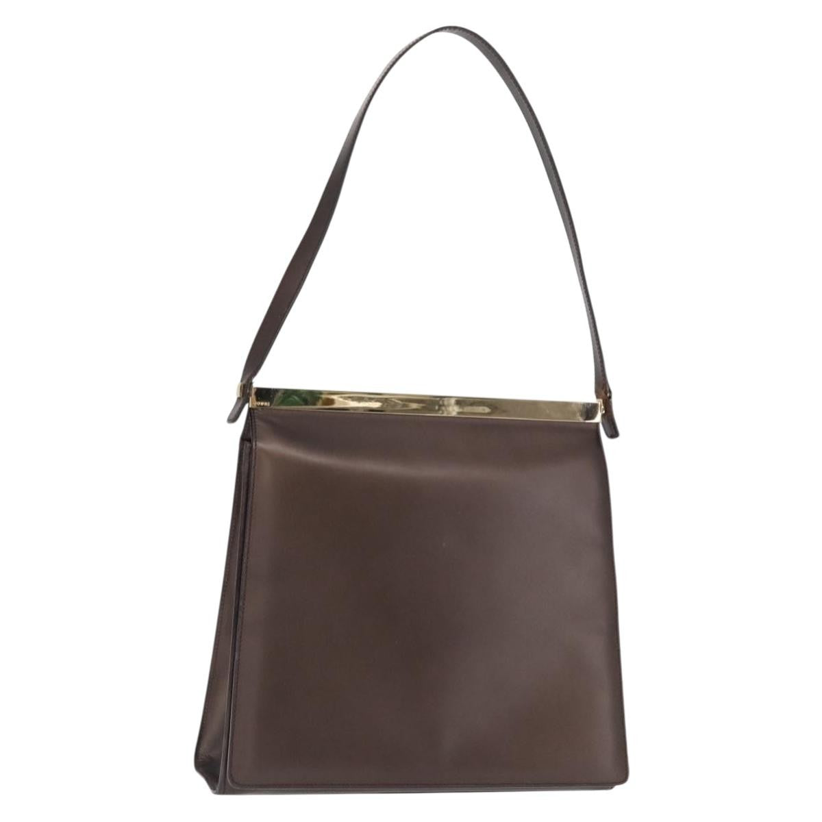 Gucci Vintage Shoulder Bag Leather Brown Leather Shoulder Bag Bag (Pre-Owned)