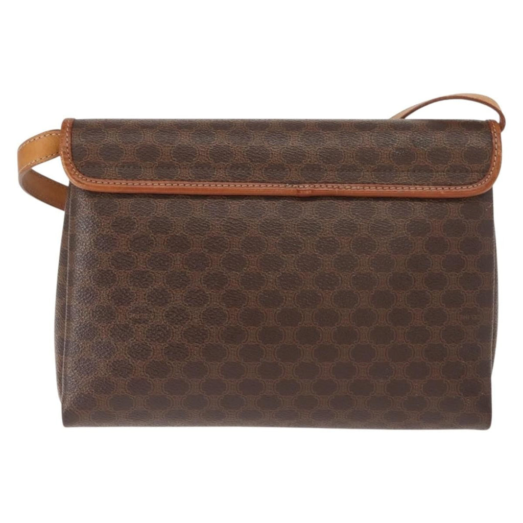 Celine Vintage Macadam Shoulder Bag Canvas Brown Canvas Shoulder Bag Bag
