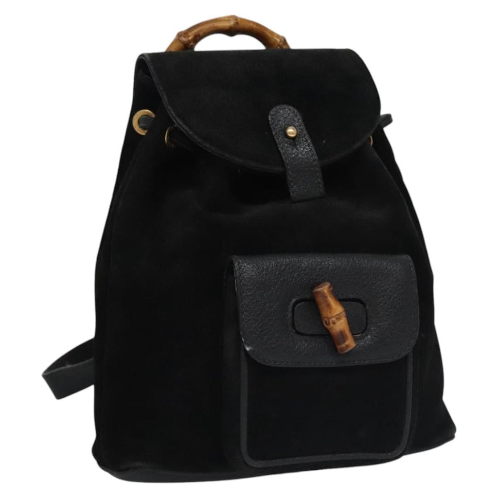Gucci Gucci Bamboo Backpack Daim Black Suede Backpack Bag (Pre-Owned)