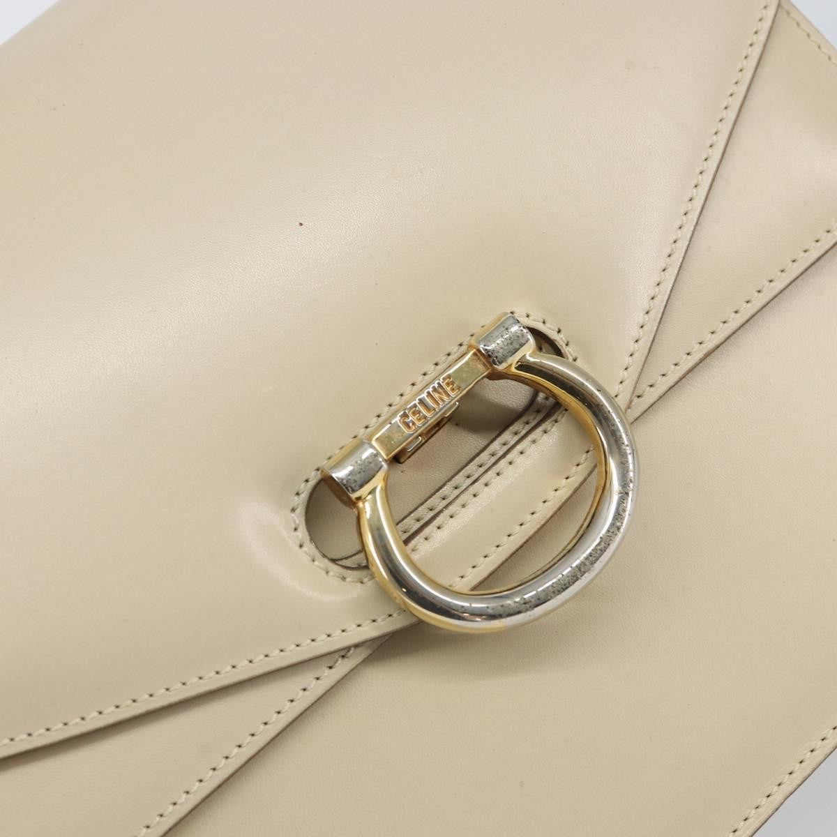 Celine Vintage Top Handle Bag Glazed Leather Ecru Leather Handbag