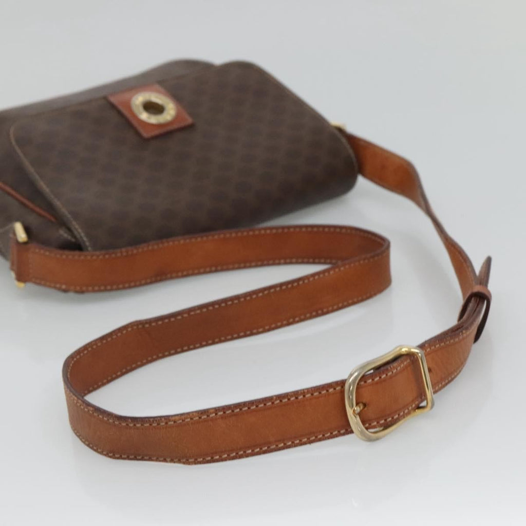 Celine Vintage Macadam Shoulder Bag Canvas Brown Canvas Shoulder Bag Bag