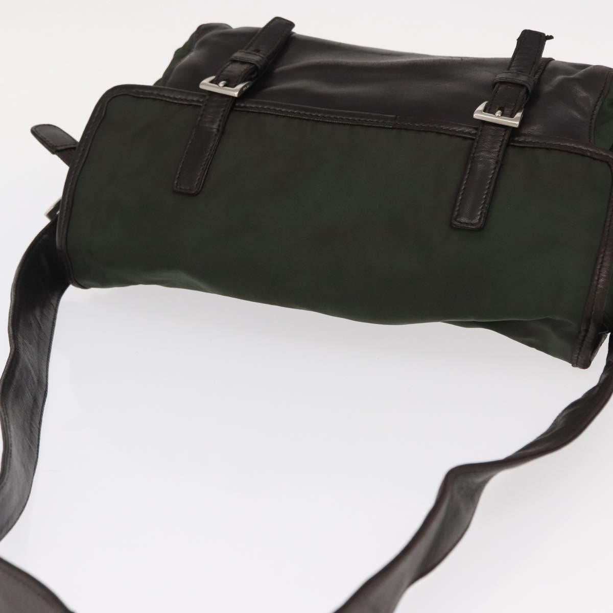 Prada Double Buckle Flap Messenger Bag Tessuto Khaki Nylon Shoulder Bag Bag