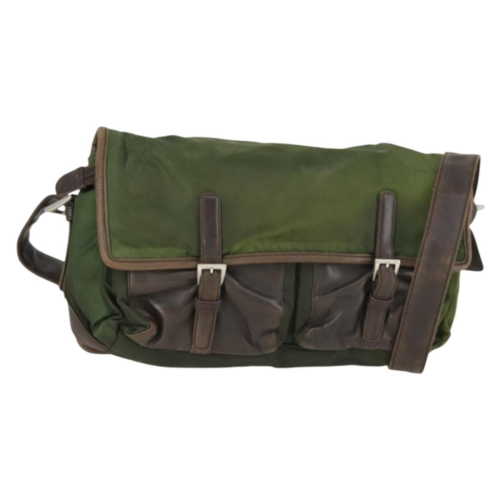 Prada Vintage Shoulder Bag Nylon And Leather Green Nylon Shoulder Bag Bag
