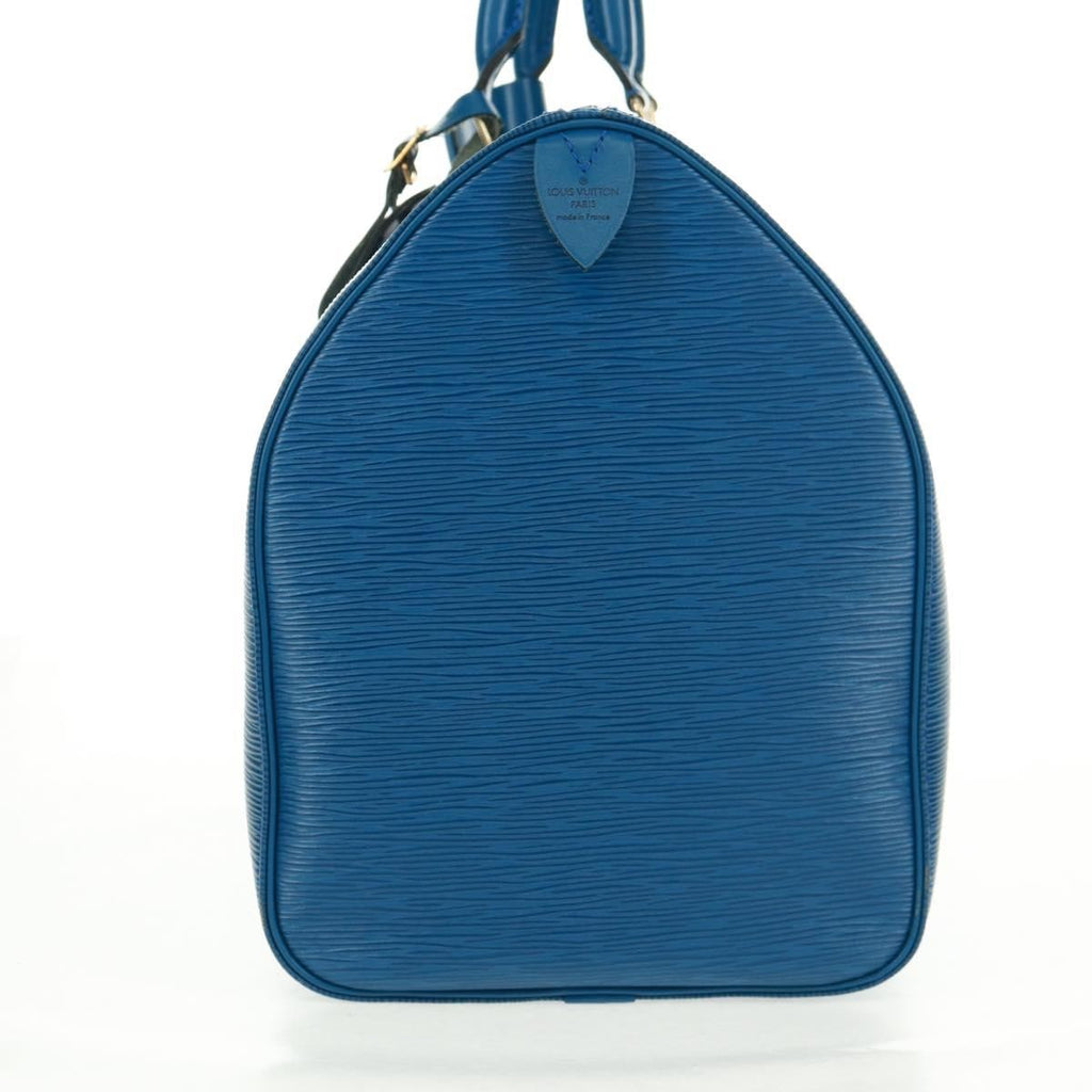 Louis Vuitton Keepall Bag Epi Leather Blue Leather Travel Bag