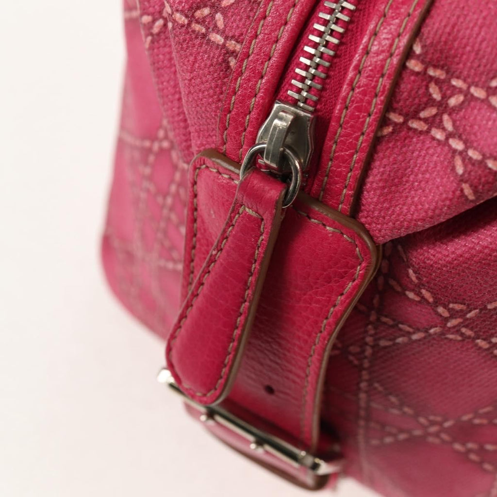 Christian Dior Cannage Handbag Canvas Pink Canvas Handbag (Pre-Owned)