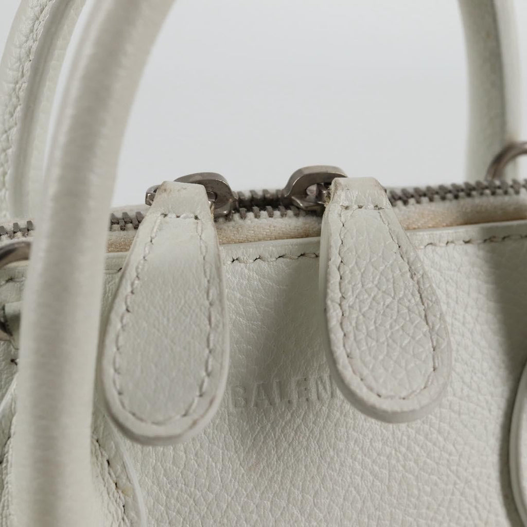 Balenciaga Logo Ville Bag Leather White Leather Hand