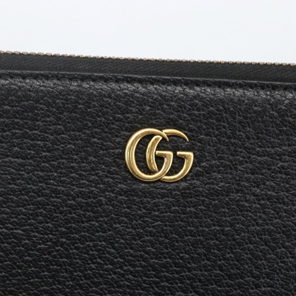Gucci Gg Marmont Pouch Leather Black Leather Clutche & Pouche Bag (Pre-Owned)