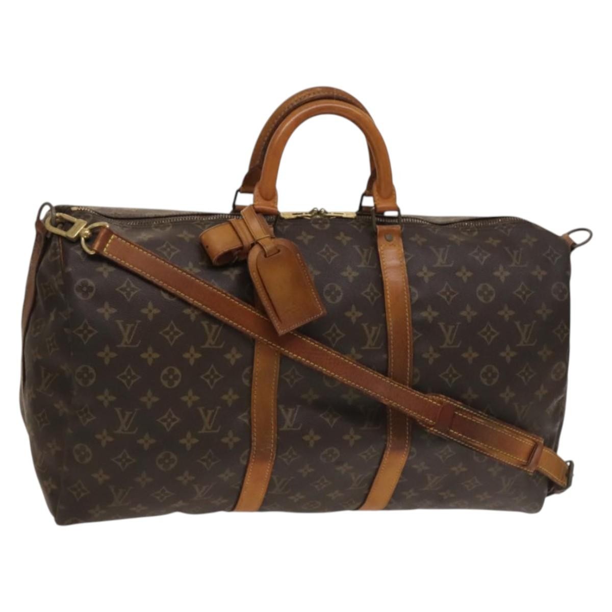 Louis Vuitton Keepall Bandouliere Bag Monogram Canvas Brown Canvas Travel Bag