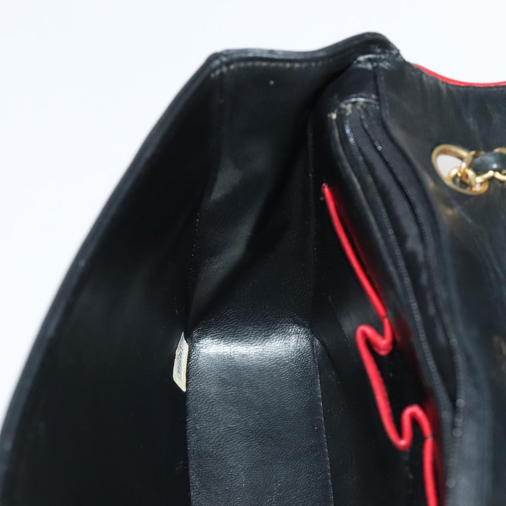 Chanel Flap Shoulder Bag Leather Black Leather Handbag