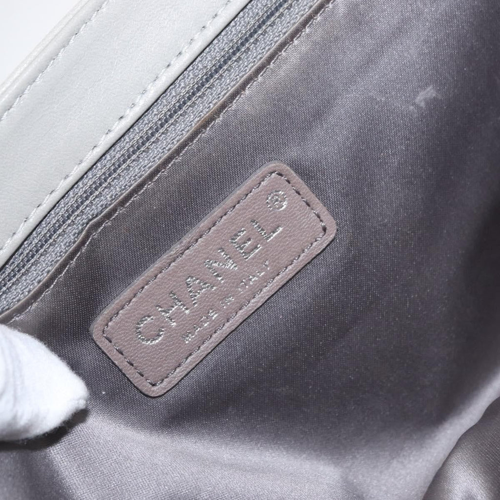 Chanel Mademoiselle Lock Flap Bag Quilted Lambskin Gray Leather Shoulder Bag Bag